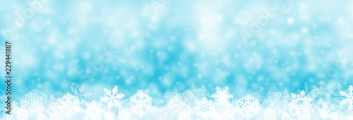 christmas background banner, snow and snowflake © hanohiki