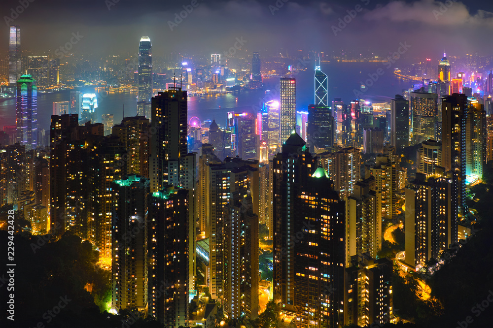 Obraz premium Hong Kong skyscrapers skyline cityscape view