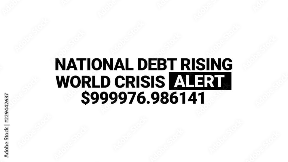 National dept rising. Dollar crisis alert counter animation National dept rising. Dollar crisis alert counter animation
