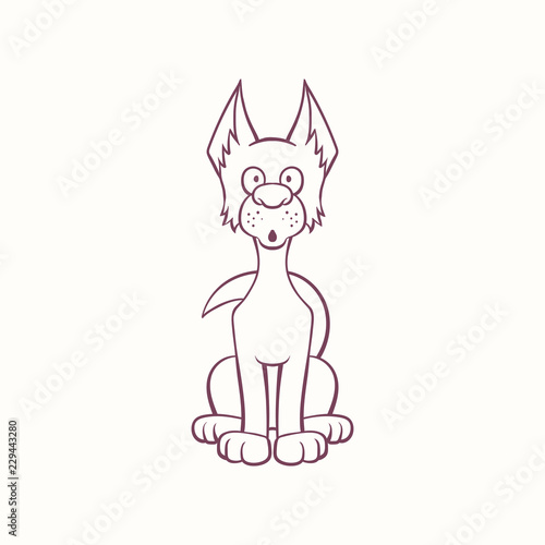 Cartoon pooch dog in the ink contour style