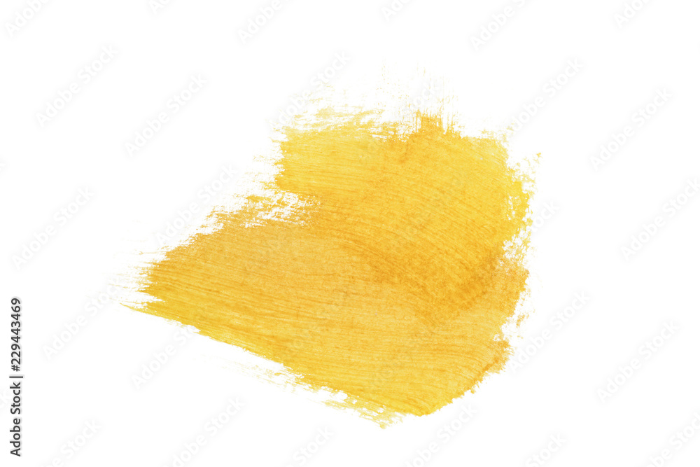 yellow watercolor stain painted by hand. brush with villi, dry brush