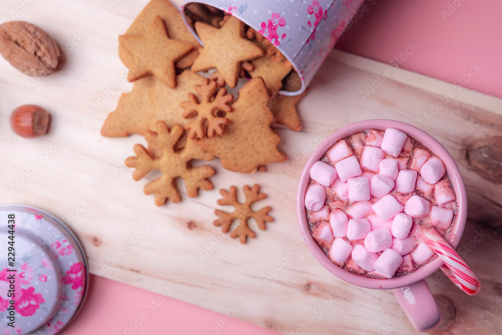 Εκτύπωση καμβά Christmas sweet treats in pink background