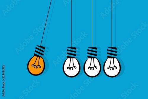 Light bulbs in vector on blue