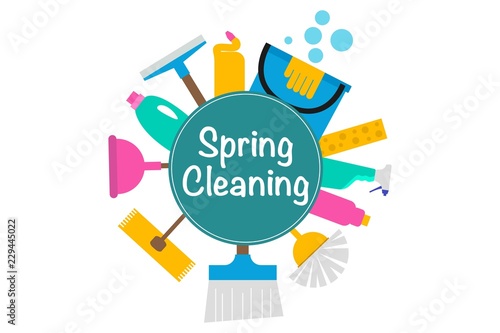 Design of spring cleaning logo