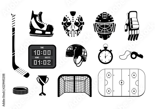 set hockey with professional equipment to play