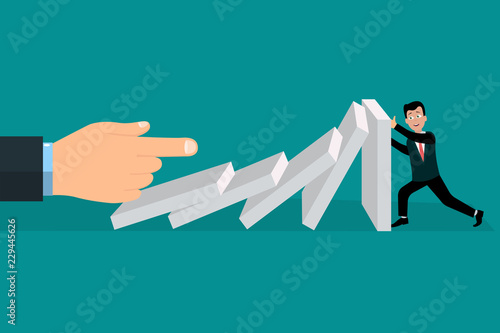 Man fighting with domino effect