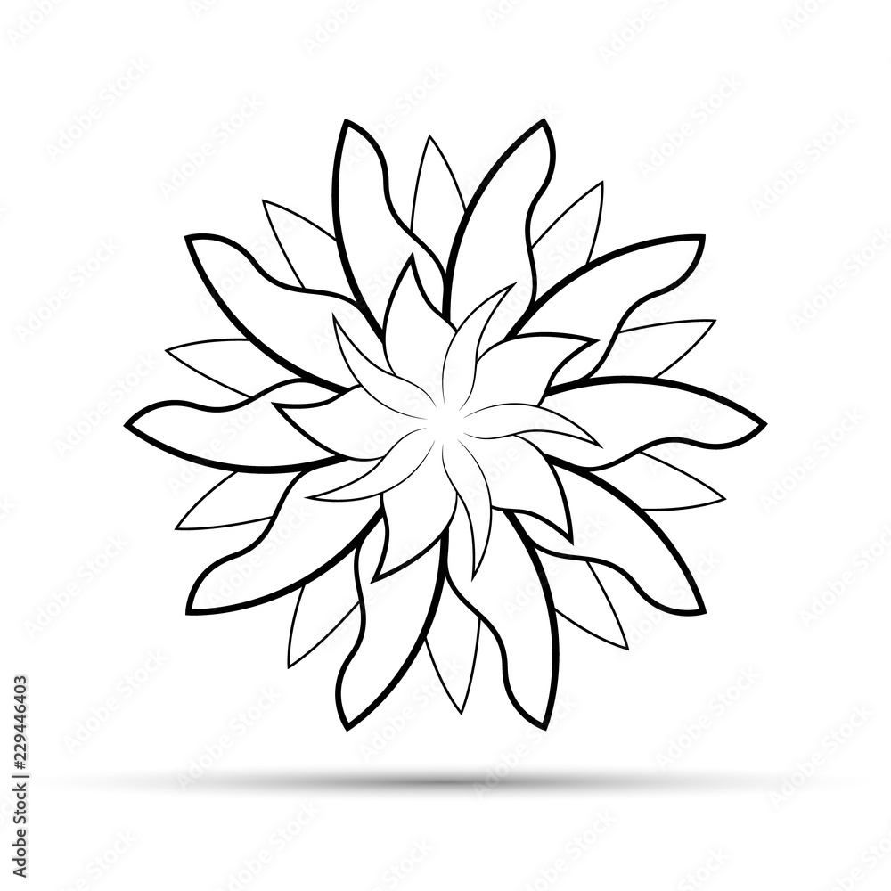 Abstract black circle ornament and flower logo Abstract black circle ornament and flower logo