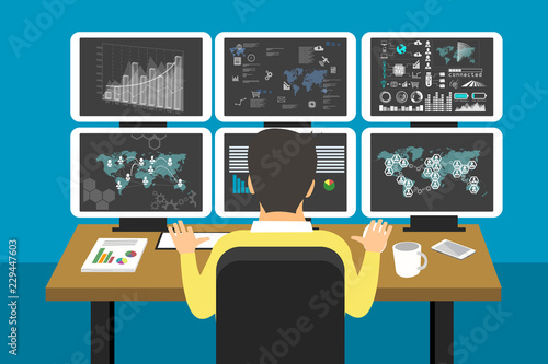 Man controlling network worldwide