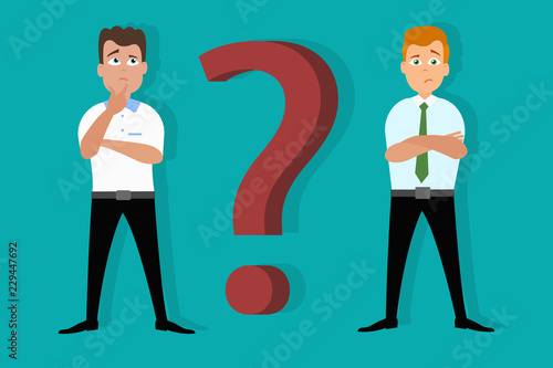 Doubtful men with question mark