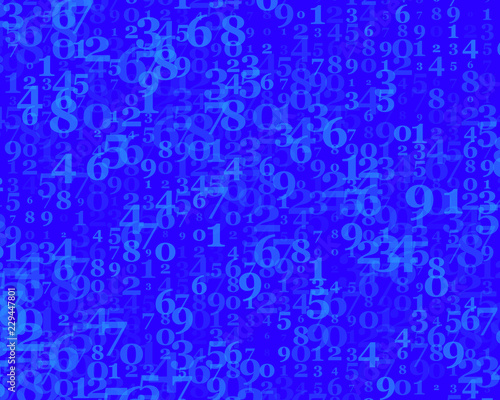 Random numbers 0 and 9. Background in a matrix style. Binary code pattern with digits on screen, falling character.