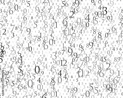 Random numbers 0 and 9. Background in a matrix style. Binary code pattern with digits on screen, falling character.