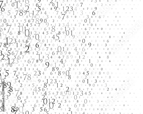 Random numbers 0 and 9. Background in a matrix style. Binary code pattern with digits on screen, falling character. photo