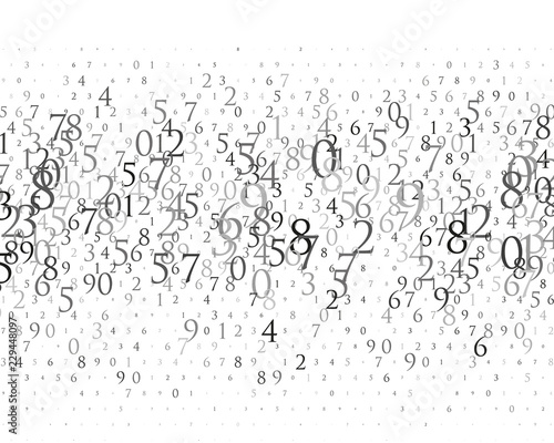 Random numbers 0 and 9. Background in a matrix style. Binary code pattern with digits on screen, falling character.