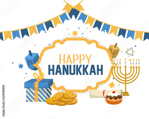 happy hanukkah celebration with religion ceremony