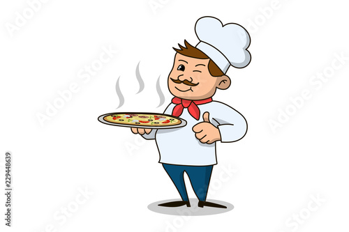 Italian chef icon on white