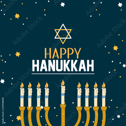 happy hanukkah decoration with david star