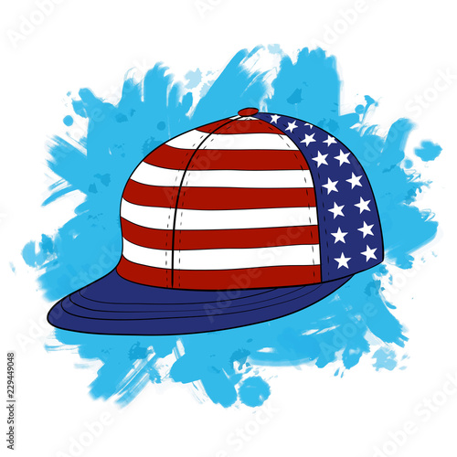 Vector illustration Youth Snapback in American Flag Colors