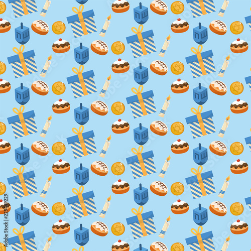 happy hanukkah traditional decoration background