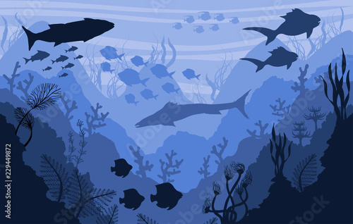 Coral reef and Underwater wildlife, sea background