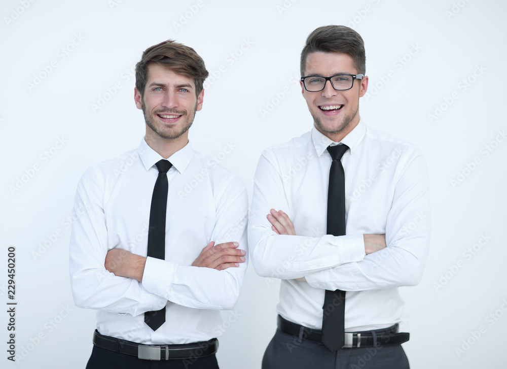 two men are standing in the office two men are standing in the office