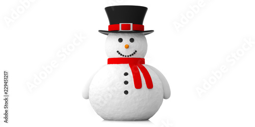 Wallpaper Mural Smiling snowman against white background. 3d illustration.