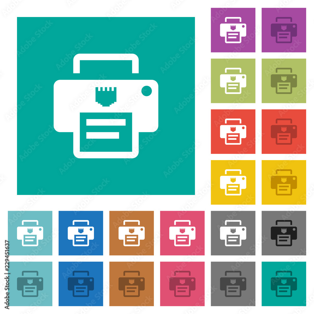 IP printer square flat multi colored icons IP printer square flat multi colored icons