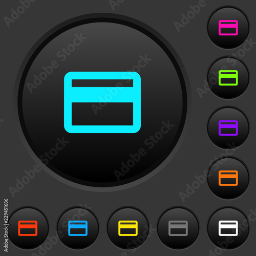 Single credit card dark push buttons with color icons