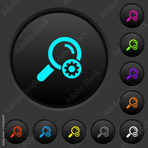 Search settings dark push buttons with color icons