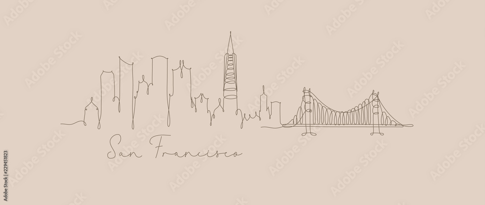 Obraz premium Pen line silhouette san francisco beige