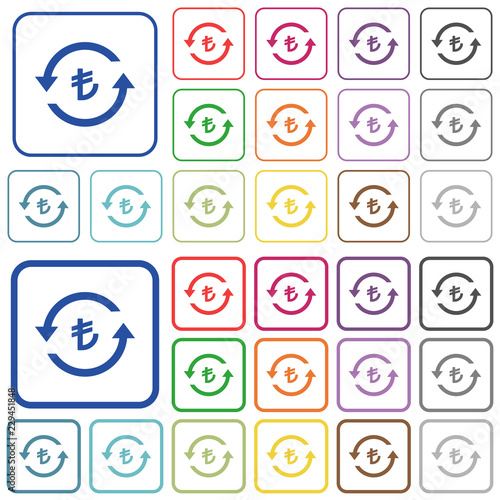 Turkish Lira pay back outlined flat color icons