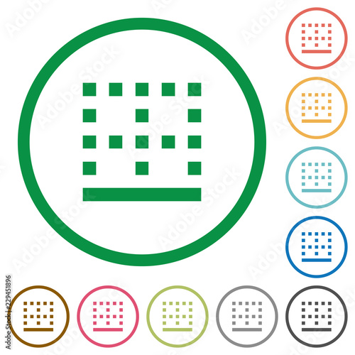 Bottom border flat icons with outlines