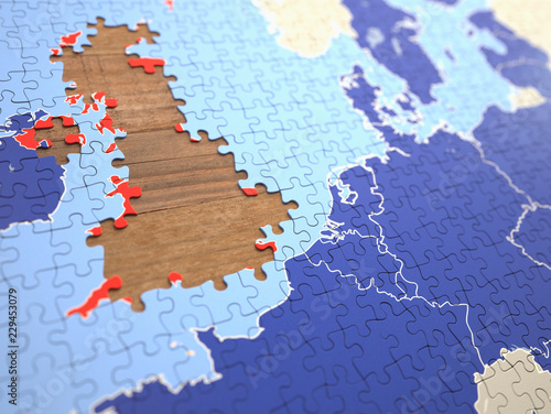 Puzzle with missing pieces from United Kingdom. Concept of the UK leaving the European Union.