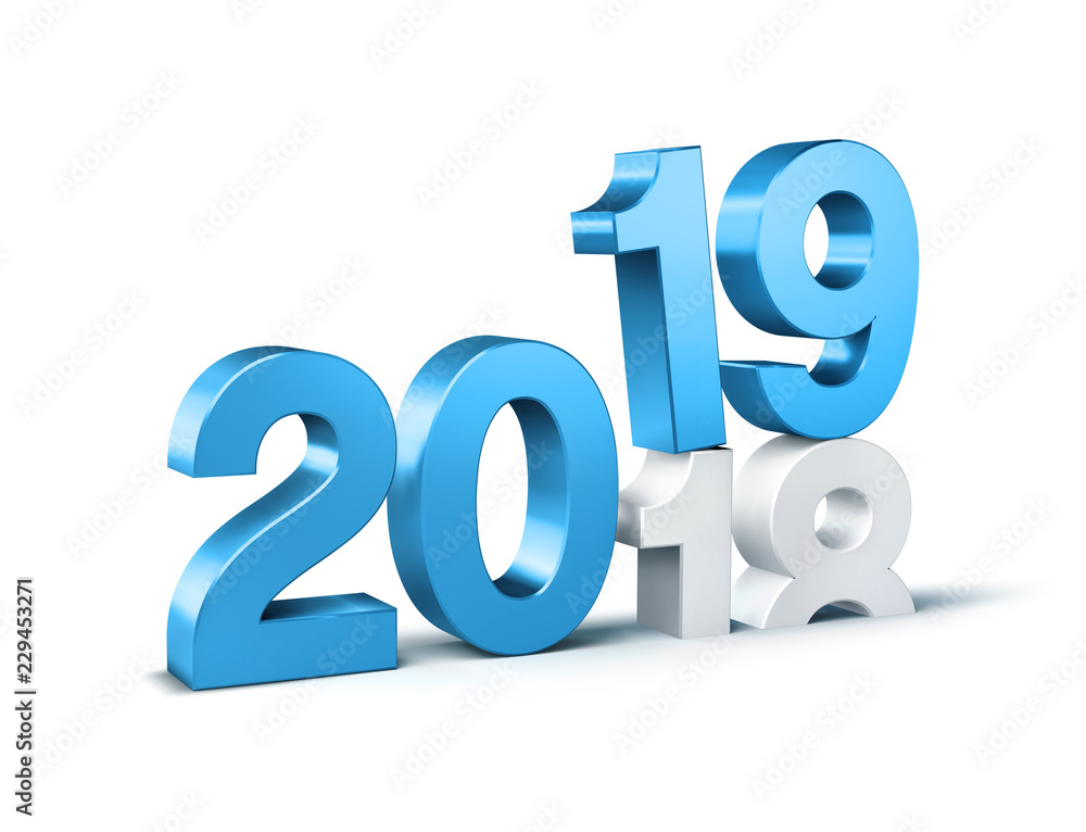 Blue 2019 New Year gold beginning symbol Blue 2019 New Year gold beginning symbol