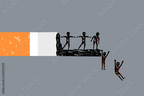 Vector illustration people dying from smoke