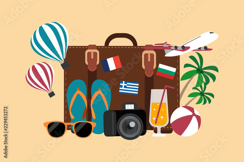Vector image of traveling and vacation