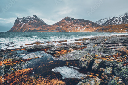 Rocky coast of fjord in Norway © Dmitry Rukhlenko