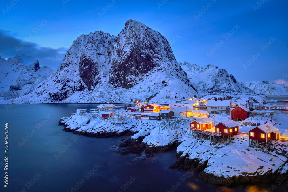 Hamnoy fishing village on Lofoten Islands, Norway - obrazy, fototapety, plakaty 