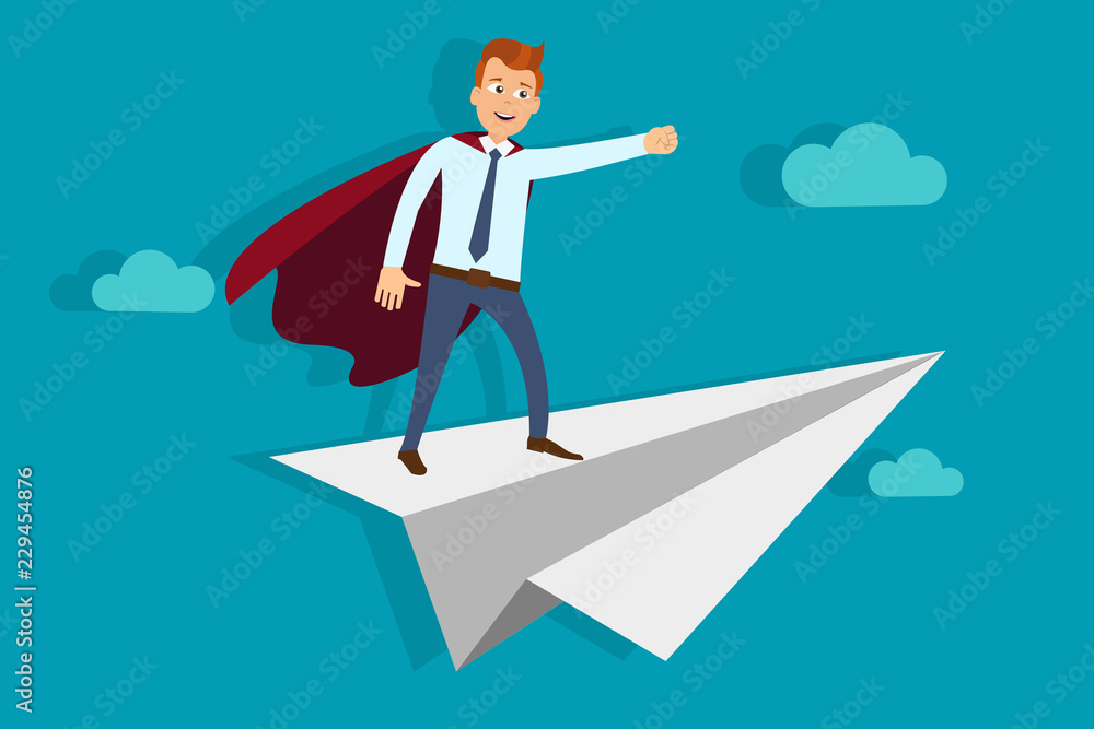 Superhero on paper plane Superhero on paper plane