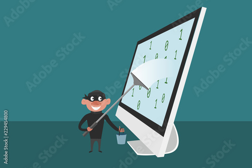 Criminal wiping numerals from screen