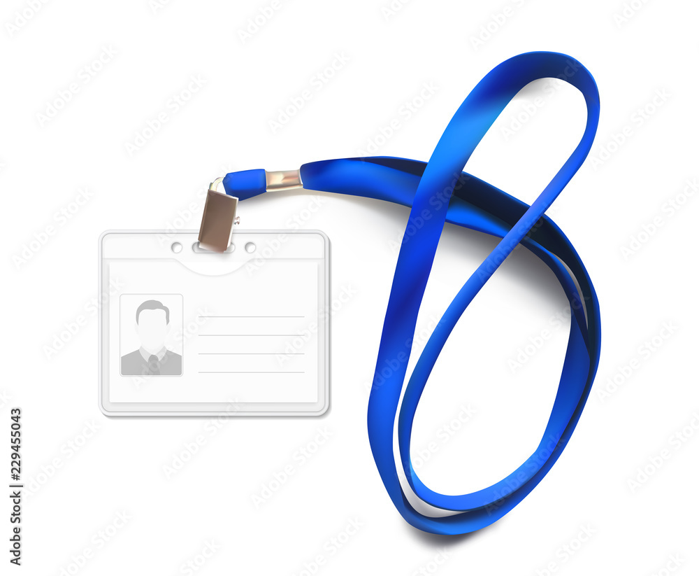 Lanyard with id card. Vector illustration isolated on white background