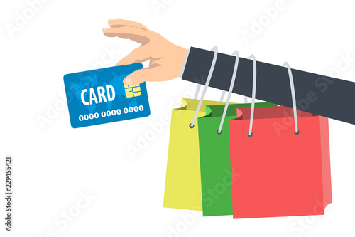 Hand of shopper giving credit card