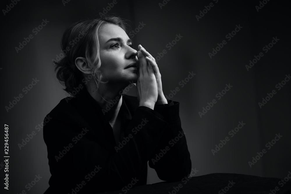Black and white portrait of a beautiful woman Black and white portrait of a beautiful woman