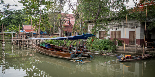 Empty Canal Boats in residential area