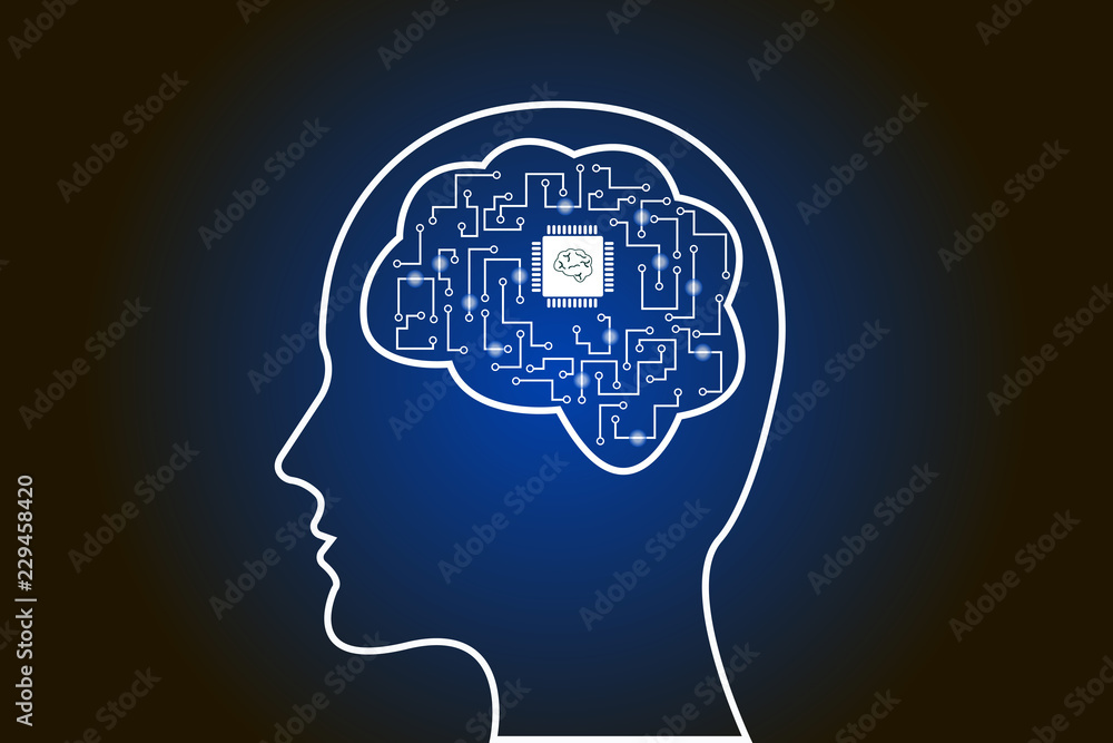Person with CPU in brain