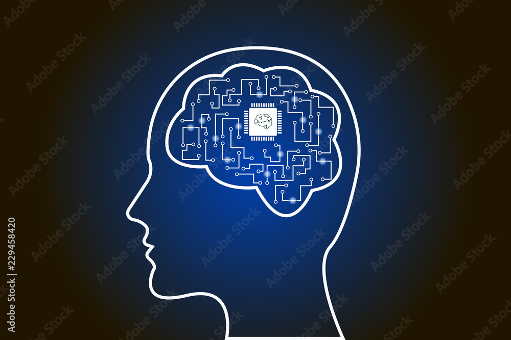 Person with CPU in brain Person with CPU in brain