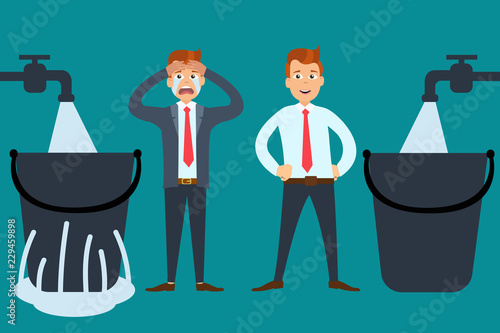 Two businessmen with baskets