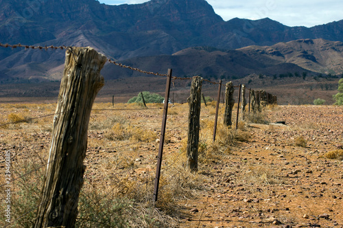Fence line along Moralana Scenic Drive, Flinders' Ranges, SA, Australia