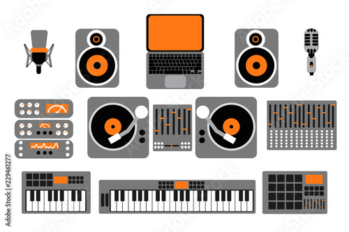 Set of DJ music equipment