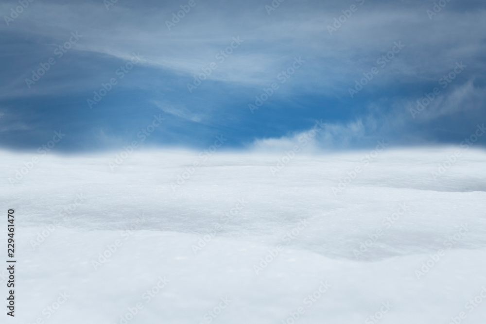 LANDSCAPE OF SNOW WTIH BLUE SKY AND CLOUD