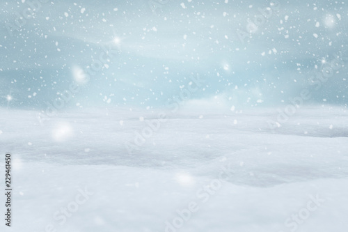 FALLING SNOW WITH SNOW ON THE GROUND FOR BACKGROUND © DoubletreeStudio